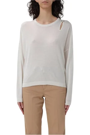 Liu Jo Femme, Pulls, Blanc, Taille: 40 FR Pull blanc chic avec détail de trou de serrure