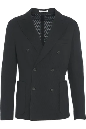 Paolo Pecora Homme, Vestes, Noir, Taille: S Blazer Chevron Noir à Double Boutonnage