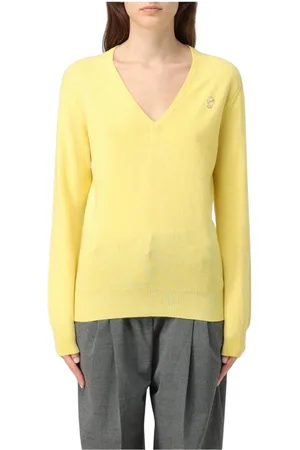 VIVETTA Femme, Pulls, Jaune, Taille: 40 FR Pull en cachemire jaune à col en V