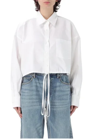 Alexander Wang Femme, Blouses et Chemises, Blanc, Taille: 38 FR Chemise Blanche en Popeline avec Taille Cintrée
