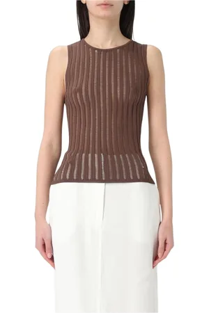 Patrizia Pepe Femme, Pulls, Brun, Taille: 36 FR Pull à Col Rond Tricoté Marron