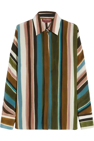 Max Mara Femme, Blouses et Chemises, Multicolore, Taille: 42 FR Chemise en Soie à Rayures Multicolores