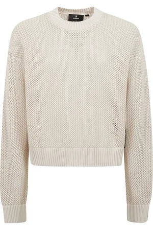 Represent Homme, Pulls, Blanc, Taille: M Pull à Col Rond Tricoté Ouvert