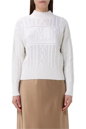 Max Mara Femme, Pulls, Blanc, Taille: 38 FR Pull Élégant en Tricot Câblé