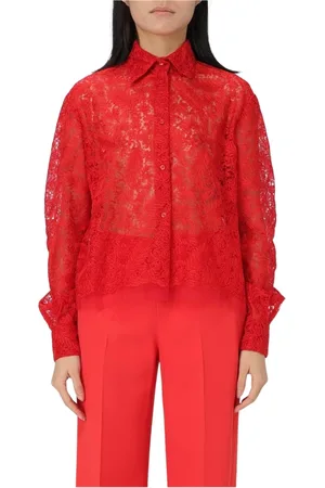 ERMANNO SCERVINO Femme, Blouses et Chemises, Rouge, Taille: 36 FR Chemisier Rouge en Dentelle Style Élégant