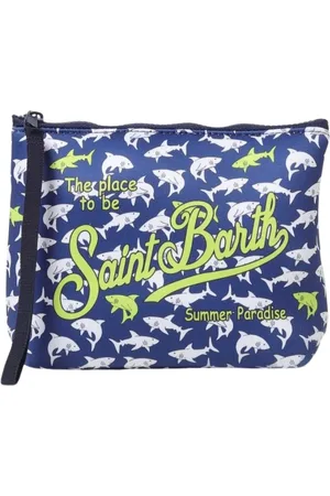 MC2 SAINT BARTH Femme, Sacs, Bleu, Taille: ONE Size Pochette Imprimé Requin Bleu