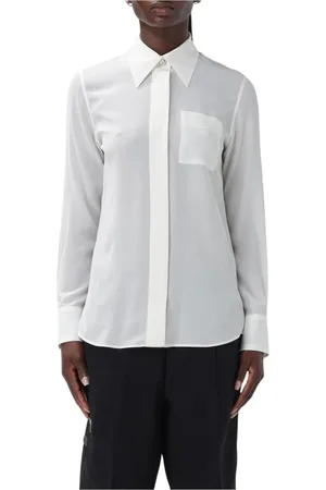 Lanvin Femme, Blouses et Chemises, Blanc, Taille: 38 FR Élégante Chemise Blouse en Soie Beige