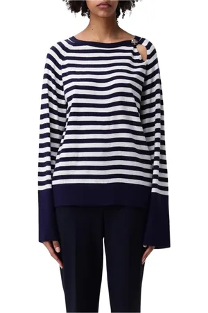 Liu Jo Femme, Pulls, Bleu, Taille: 38 FR Pull en Tricot à Rayures Bleues