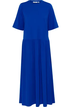 INWEAR Femme, Robes, Bleu, Taille: 34 FR Robe Longue Bleue avec Détail à Volants