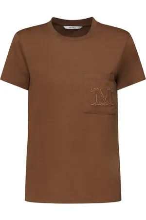 Max Mara Femme, Tops, Brun, Taille: 38 FR T-shirts et Polos Marron avec Poche Poitrine