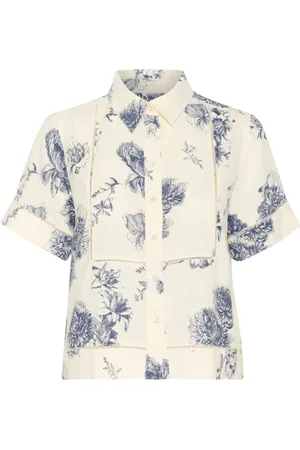 Part Two Femme, Blouses et Chemises, Bleu, Taille: 40 FR Chemisier avec impression florale époustouflante