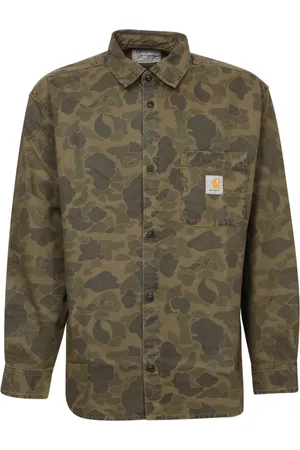 Carhartt Homme, Chemises, Vert, Taille: XL Chemise à Manches Longues Camouflage Vert