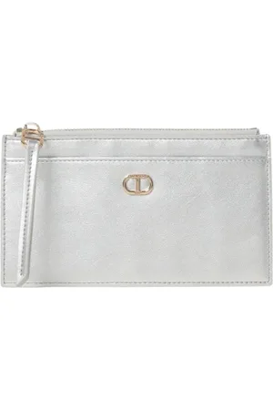 Twin-Set Femme, Accessoires, Gris, Taille: ONE Size Portefeuille Pochette Métallique Noire