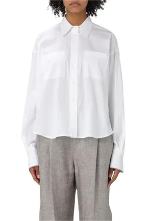 Brunello Cucinelli Femme, Blouses et Chemises, Blanc, Taille: 36 FR Chemise Popeline Blanche, Coupe Décontractée