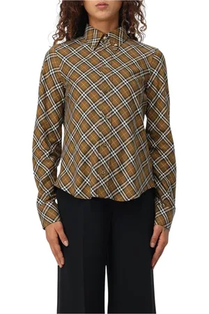 Burberry Femme, Blouses et Chemises, Brun, Taille: 36 FR Chemise en soie à carreaux, Élégant style brun