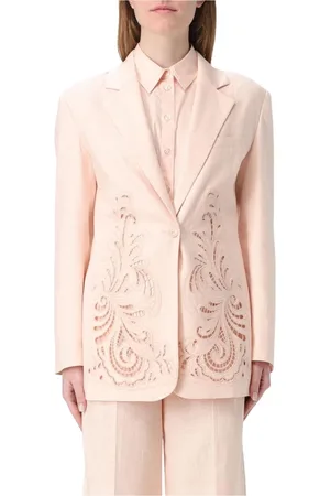 Twin-Set Femme, Vestes, Rose, Taille: 36 FR Blazer en lin blanc