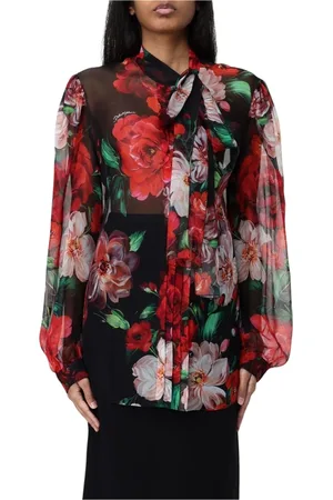 Dolce & Gabbana Femme, Blouses et Chemises, Multicolore, Taille: 38 FR Chemise en Soie Abstraite Vibrante