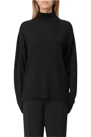 Armani Exchange Femme, Pulls, Noir, Taille: 36 FR Pull en Tricot Noir Design Élégant