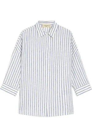 Max Mara Femme, Blouses et Chemises, Bleu, Taille: 42 FR Chemise rayée en lin