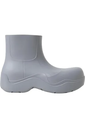 Bottega Veneta Femme, Chaussures, Gris, Taille: 37 EU Bottes Cheville en Caoutchouc Gris Design Rembourré