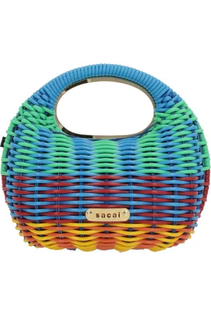SACAI Femme, Sacs, Multicolore, Taille: ONE Size Sac en rotin avec plaque logo métallique