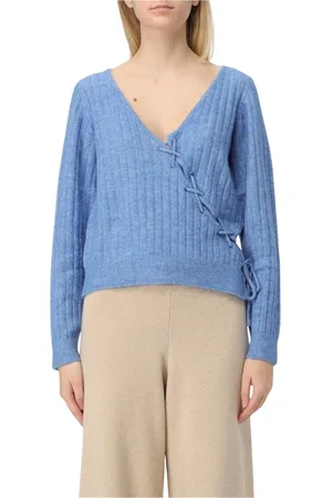 Baum und Pferdgarten Femme, Pulls, Bleu, Taille: 40 FR Pull Bleu à Lacets en Tricot Côtelé