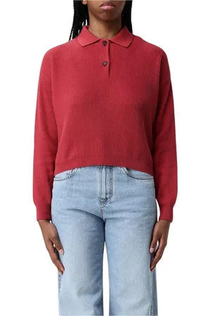 Brunello Cucinelli Femme, Pulls, Rouge, Taille: 42 FR Pull Polo côtelé