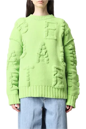 Bottega Veneta Femme, Pulls, Vert, Taille: 36 FR Pull à Col Rond en Tricot Intarsia Vert
