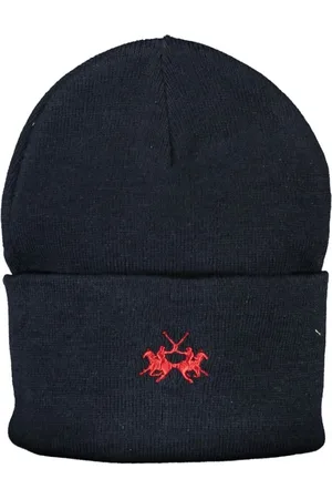 La Martina Homme, Accessoires, Bleu, Taille: ONE Size Chapeau en Polyester Bleu avec Broderie