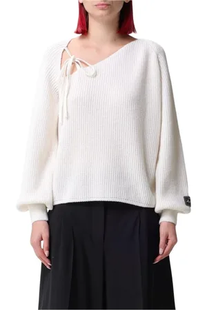 Msgm Femme, Pulls, Blanc, Taille: 42 FR Pull en Tricot de Luxe Fuchsia