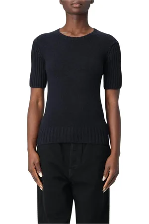 Khaite Femme, Pulls, Bleu, Taille: 42 FR Haut à manches courtes en tricot côtelé bleu