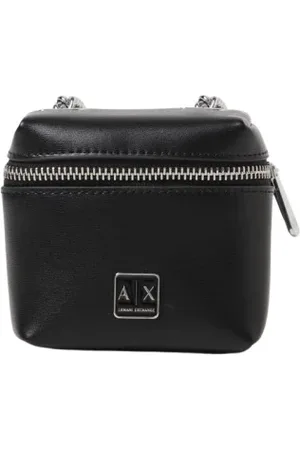 Armani Exchange Femme, Sacs, Noir, Taille: ONE Size Mini Pochette Noire avec Bandoulière Chaîne