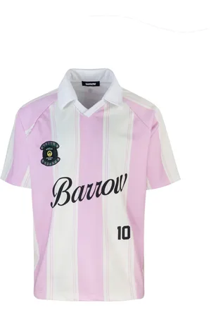 BARROW Homme, Tops, Rose, Taille: S T-shirt Rose Col en V Oversize à Rayures Verticales