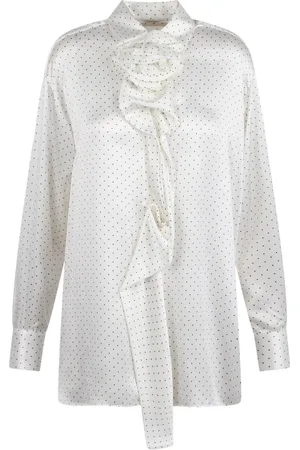 ERMANNO SCERVINO Femme, Blouses et Chemises, Blanc, Taille: 34 FR Chemisier à pois avec application florale