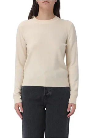 Ganni Femme, Pulls, , Taille: 38 FR Ivory Cashmere Crew Neck Sweater
