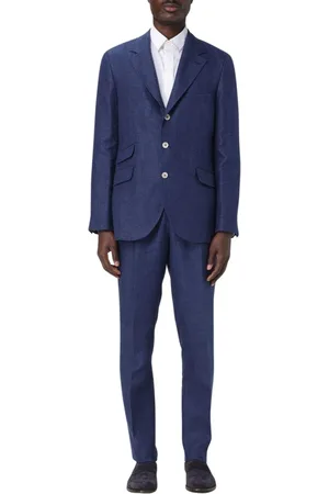 Brunello Cucinelli Homme, Costumes, Bleu, Taille: L Costume Classique en Lin Bleu