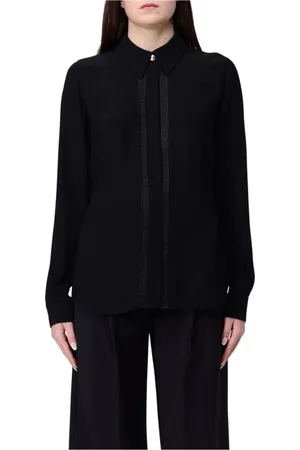 Elisabetta Franchi Femme, Blouses et Chemises, Noir, Taille: 38 FR Chemisier en Soie Ivoire Manches Longues