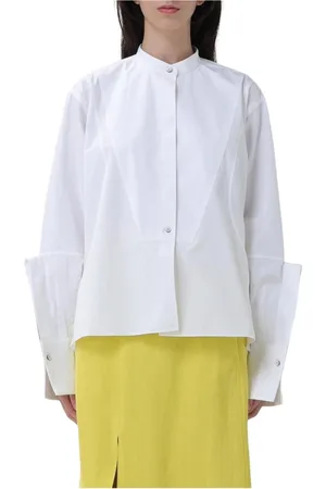 Jil Sander Femme, Blouses et Chemises, Blanc, Taille: 40 FR Chemise Blanche en Popeline avec Détail Plissé