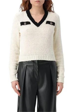 Twin-Set Femme, Pulls, Blanc, Taille: 36 FR Pull en Tricot Col en V Blanc
