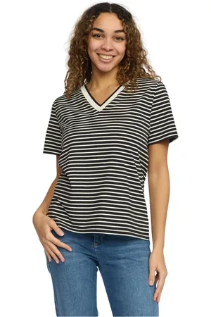 2-Biz Femme, Tops, Noir, Taille: 38 FR Tee Sportif Rayé Noir Darifa.Sp25