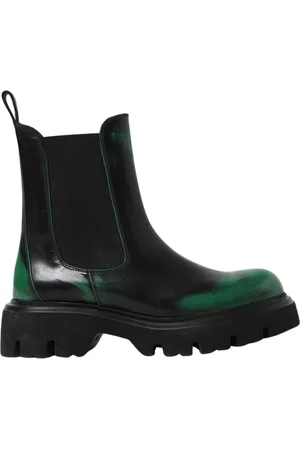 Msgm Femme, Chaussures, Noir, Taille: 41 EU Bottes Chelsea en Cuir Vert Élégantes