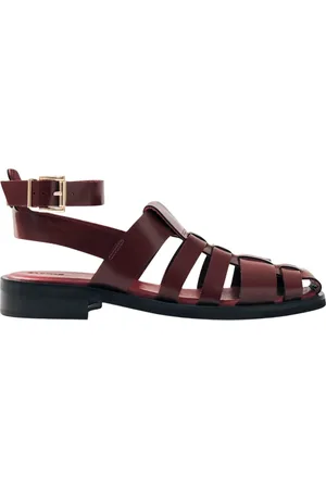 ALOHAS Femme, Chaussures, Rouge, Taille: 38 EU Perry Sleek Sandales en Cuir Bourgogne