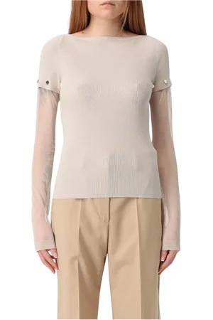 Sportmax Femme, Pulls, , Taille: 42 FR Elegant Mesh Sleeve Sweater