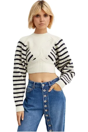 Jean Paul Gaultier Femme, Pulls, Blanc, Taille: 38 FR Pull en laine à rayures