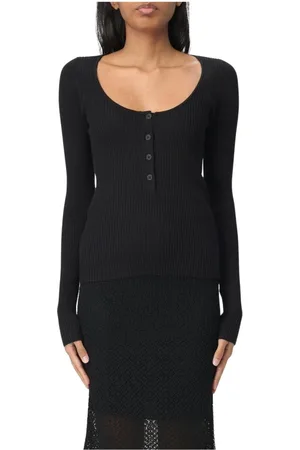 Pinko Femme, Pulls, Noir, Taille: 40 FR Pull à Côtes Bleu