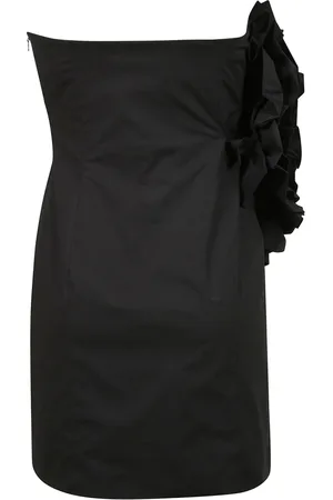 ROTATE Femme, Robes, Noir, Taille: 40 FR Mini Robe Épaules Dénudées avec Détail Floral