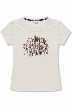 Liu Jo Femme, Tops, Blanc, Taille: 34 FR T-shirt Blanc en Coton à Manches Courtes
