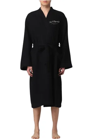 Karl Lagerfeld Homme, Vêtements de nuit et de détente, Noir, Taille: L Peignoir en tricot gaufre