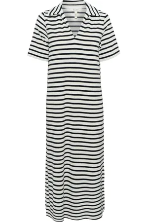 Part Two Femme, Robes, Noir, Taille: 42 FR Robe chemise rayée noire et eggnog