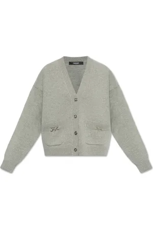 VERSACE Femme, Pulls, Gris, Taille: 36 FR Gilet boutonné